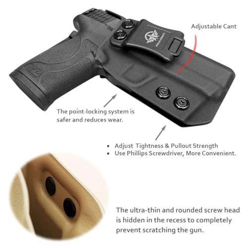 POLE.CRAFT M&P Shield EZ Holster IWB Kydex Holster Fit: Smith & Wesson M&P 9mm Shield EZ & S&W M&P 9 Shield EZ M2.0 Pistol- Inside Waistband - Adj. Cant Retention - Cover Mag-Buttom