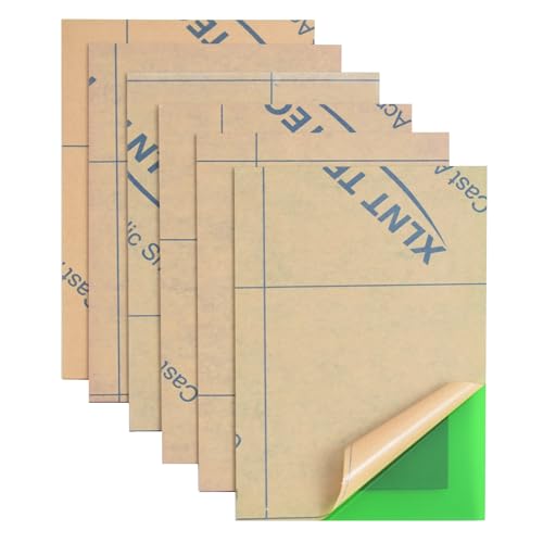 Image of 6 PCS Transparent Green Cast Acrylic Sheets 8 inch x 12 inch x 0.118 inch, Plexiglass Plastic Sheet for Laser Cutting, Engraving Signs, DIY Projects.