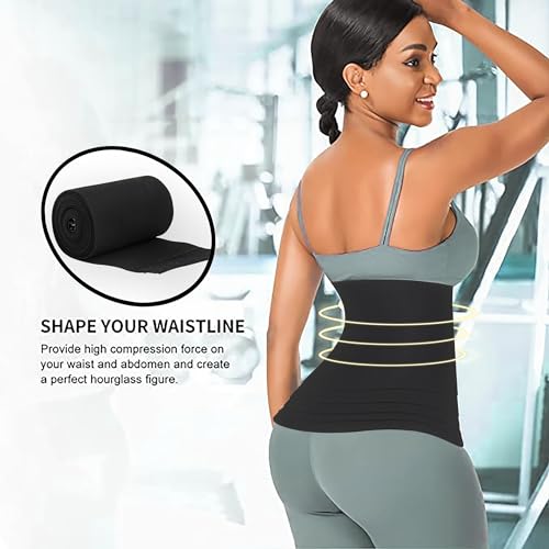 FITPUT Slim Belt for Women Belly Fat Belly Tummy Reduction Belt After Delivery Slimming Tummy Tucker Fat Waist Shapewear and HIPS Trainer Slim Stomach, 4 Meter Length (Black) - Image 4
