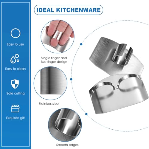 11 Pieces Finger Guard Set for Cutting Include 4 Stainless Steel Knife Cutting Protector 2 Thumb Guard Protector 2 Finger Cots Potato Butter Lettuce Crinkle Cutter Onion Holder Slicer Mandoline Slicer by Romooa - Image 3