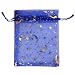 SUNGULF 100Pcs Sheer Organza Drawstring Pouches Stars and Moon Wedding Gift Bags Blue Color 4x5 Inches