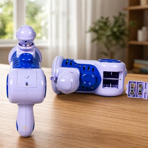 Image of WISHKEY Astronaut Theme Bubble Gun Toy for Kids, Leak-Proof Bubble Blower Machine with Colorful LED Light, Battery Operated Bubble Blaster with 360-Degree Rotating Toy Figure, (Pack of 1, Purple)