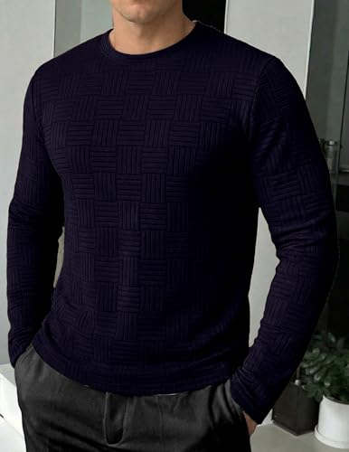 Image of JMIERR Mens T-Shirt Casual Stretch Solid Crewneck Short Sleeve Tees Textured Shirts