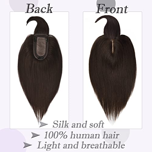 Rich Bria Hair Toppers For Women With Thinning Hair Real Human Hair Toppers Hair Pieces For Women Clip In Hair Toppers With Bangs For Hair Loss Grey Hair 6 Inch #2 Dark Brown #TOP1