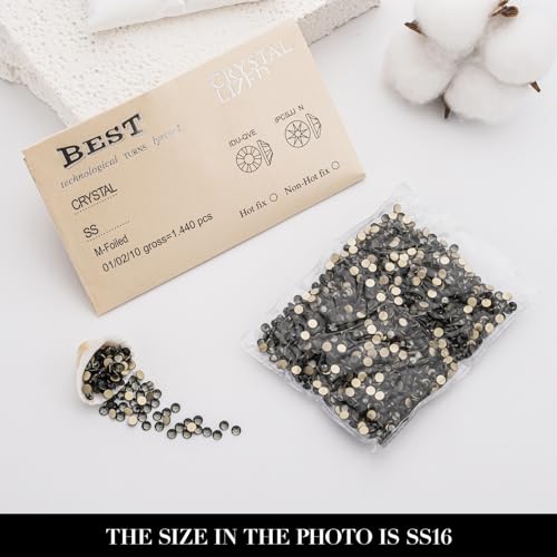 Image of Novani Gray Rhinestones 1440pcs Flat Back Round Rhinestone Style 2088 Sparkly Crystal Gemstones for Nail Art and Crafting SS16,3.8-4.0mm