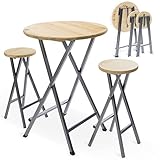 Onbest Stehtisch klappbar – 110cm hoch – Massive Tischplatte aus Holz – rund Ø78 cm – für In- & Outdoor –Bistrotisch – Biertisch – Gartentisch – Partytisch - Stehtisch