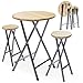 Produktbild Onbest Stehtisch klappbar  110cm hoch  massive Tischplatte aus Holz  rund Ø78 cm  für In- & Outdoor Bistrotisch  Biertisch  Gartentisch  Partytisch - Stehtisch (Stehtisch mit 2 Hockern)