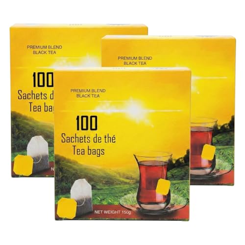 Premium Blend Black Tea Bags from Sri Lanka, Ceylon-Style Black Tea Blend, Pack of 3 (300 Tea Bags Total), Smooth & Rich Flavor, Ideal for Hot or Iced Tea, 450g