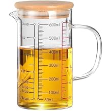 Glass Liquid Measuring Cup, 600ml/20oz V Shaped Nozzle Clear Scale Comfortable Grip Borosilicate Glass Coffee Milk Cups With 3 Scales Ml/Oz/Cup Dishwasher Microwave Safe
