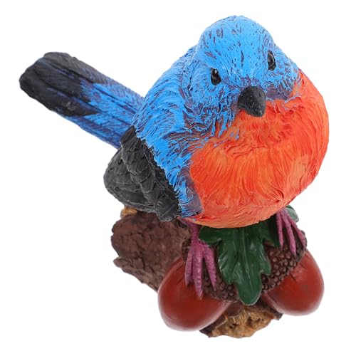 SEWACC Realistische Vogelstatue aus Wasserfestem Kunstharz Kleine Gartendekoration In Blau Wetterfeste Vogelfigur für Garten Balkon und Terrasse