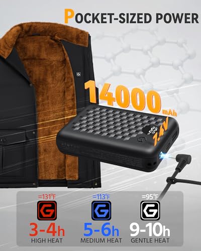 Wulcea Heated Graphene Fleece Vest for Men 12V 18400mAh Fast Charging Large Battery3