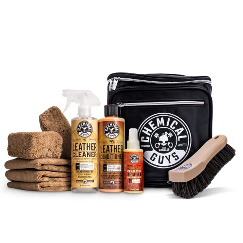 Chemical Guys Hol303Max Leather Cleaner And Conditioner Detailing Kit With Carrying Case, For Interiors, Apparel, Furniture, Boots, & More (Works On Natural, Synthetic, Faux Leather & More) 10 Items #TOP10