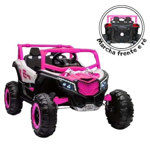 Carro Quadriciclo Elétrico Infantil Rosa 12V com Som Música e Buzina