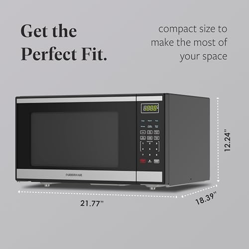 Farberware 1.6 Cu. Ft. Countertop Microwave Oven – 1100 Watts Power, Auto Cook Settings, Defrost, Easy Clean and Child Safety Lock - Stainless by Farberware - Used condition - Image 4