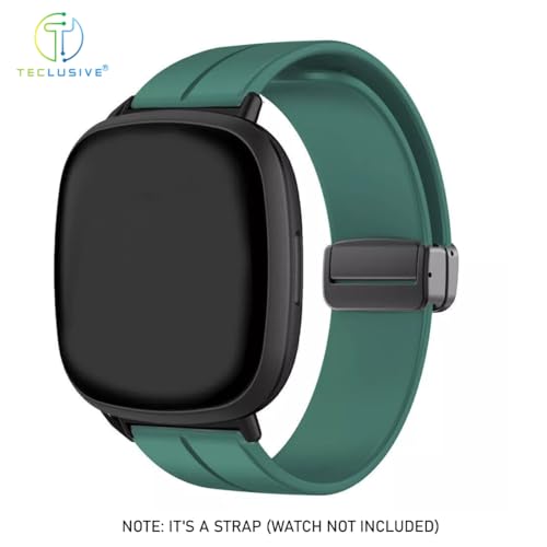 Image of T TECLUSIVE Soft Silicone Strap Band with Magnetic Lock Compatible for Fitbit Versa 4 / Versa 3 / Sense 2 | Adjustable Silicone Rubber Band for Versa 4 3 Sense