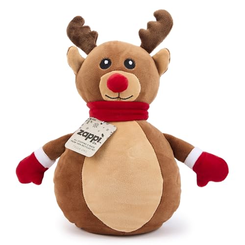 Zappi Co Reindeer Plush Toy – Soft and Cuddly Christmas Rudolph the Red-Nosed Decoration (25cm height), Perfect for Festive Decor, and Stocking Fillers