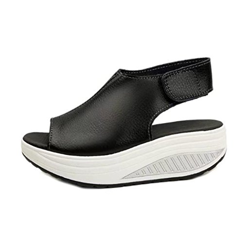Yesmile Sandalias para Mujer Zapatos Casual de Mujer Sandalias de Verano para Fiesta y Boda Moda Zapatos de Shake Shoes Sandalias de Tacón Alto Espesor (40, Negro)