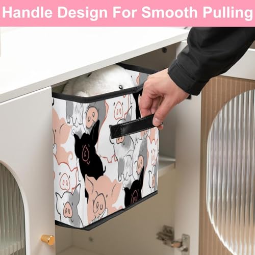 Boîte rangement tissu pliable cochon pour ranger les jouets