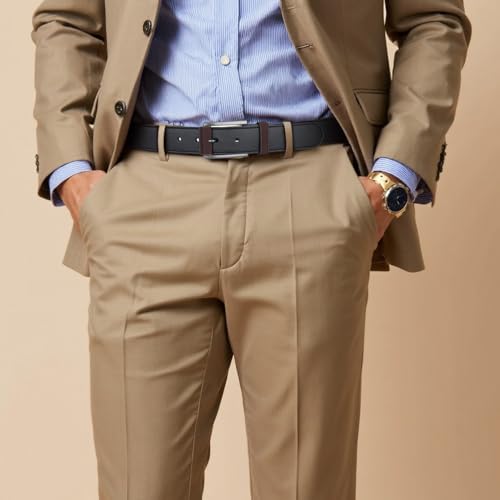 VANNANBA Men's Casual Leather Belt with Black Harness Buckle-Modern & Fashion Dress Belt for Work Business and Casual4