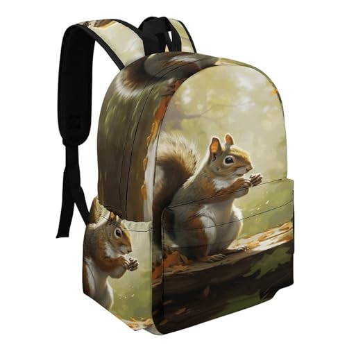 Squirrel Eats Nuts Printed Backpack Water-Resistant Pack Stylish Bag Lightweight Travel Backpack2