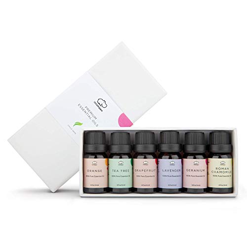 Image of LittleHippo Set of 6 Premium 100% Pure Essential Oils 10ml Specially Formulated for Kids/Children for Use with WISPI (Lavender, Tea Tree, Geranium, Roman Chamomile, Grapefruit, Orange)