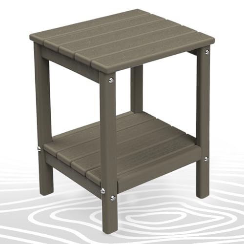 BRIOPAWS Outdoor-Side-Table | Small | Wood Grain | HDPE Plastic