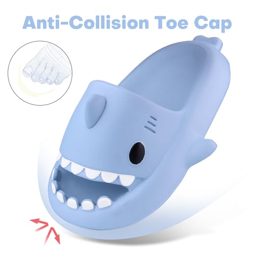 Image of Kids Shark Cloud Slides | Boys Girls Slip On Sandals | Toddler Beach Slippers | Youth Fish Flip Flops Pool Shower Shoes