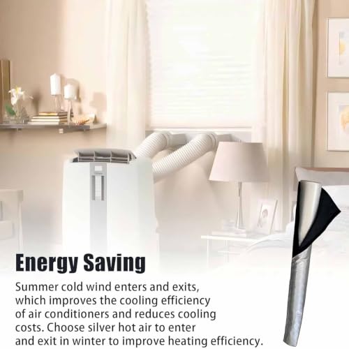 Miniatura 3 de Dazzleex Cubierta Para Manguera De Aire Acondicionado, Cubierta Portátil Para Manguera De Aire Aislante Para Una Fácil Instalación, Apto Para Todas Las Estaciones 150 X 53 Cm Plateado