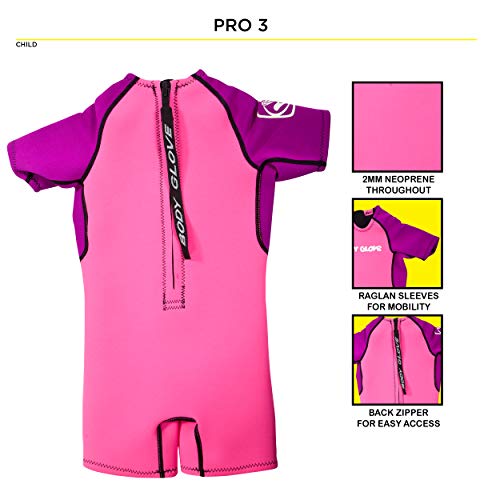 Body Glove Child's Back Zip Pro 3 Spring Suit, Violet/Pink, C4 2Mm - Kids Suit Girls Swim Wear Shorty Sleeve Neoprene Open Water Thermal Short Pants Legs One Piece Childrens Bodysuit #TOP5