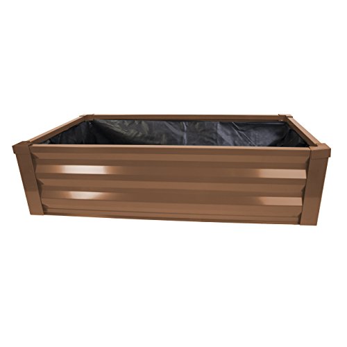 Panacea Products 83393 Panacea Powder Coated Metal Raised Garden Bed Liner, 47" X 12"H X 26" D, Timber Brown Planter #TOP1