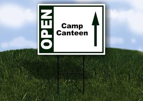 Camp Canteen Open Up Arrow Green 1 Single Sided 18x24 in Yard Road Sign w/stand