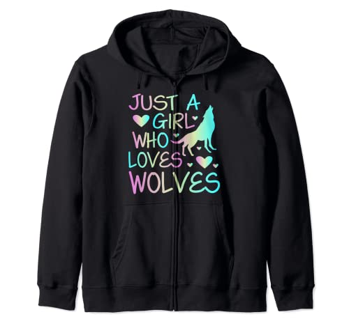 Just A Girl Who Loves Wolves Design Lobo Lover Sudadera con Capucha