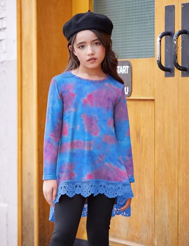 Image of Arshiner Girls Tunic Tops Casual Basic Loose Soft Swing Pullover Long Blouse T-Shirt Tee