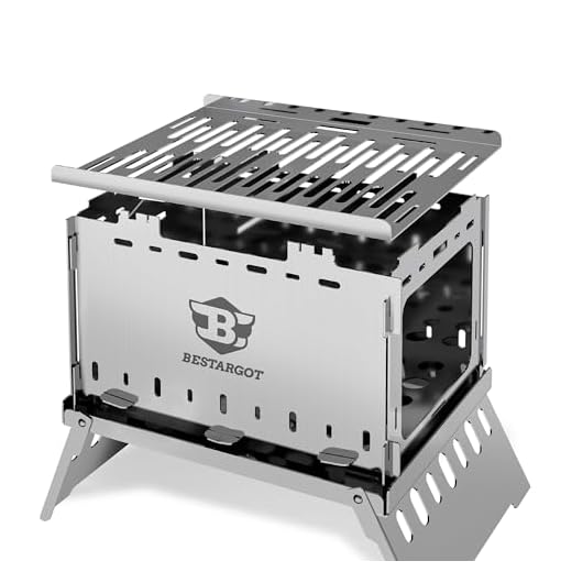 Bestargot Wood Stove Portable Hobo Cooker, Foldable and Windproof Backpack Stove Made of Stainless Steel with Carry Bag, 3-in-1 Multifunctional for Solo Camping, Backpacking, Hiking