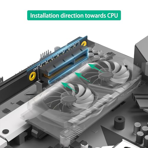 PCI-e 4X 3.0 90 Degree Reverse Male to Female Riser Card for 1U Server (Installation Direction Towards CPU) (Height: 20cm)
