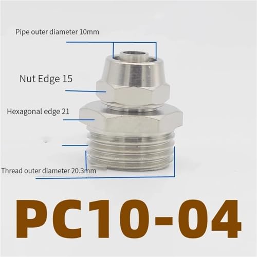 Conector rápido PC10-04 neumático de 10mm con rosca de 1/2 pulgada 3