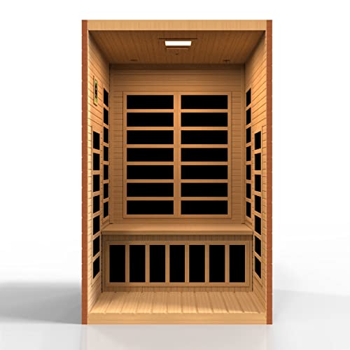 Dynamic Santiago Elite Honey Stain Finish 2-Person Ultra Low Emf (Under 3 Mg) Far Infrared Sauna, Curb Side Delivery #TOP3