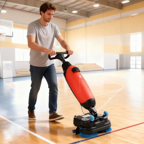 AETEREOS Auto Laveuse pour Sol Professionnel et Balayeuse Industrielle, Double Réservoir, Brosse Rotative 360°, Double Brosse Rotative, Nettoyage Puissant...