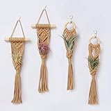 Shineloha 4 Pack Air Plants Holders, Wall Planters for Indoor Plants | Macrame Plant Hanger, Air Plant Hanger for Air Fern, Tillandsias, Live Houseplants & Succulent (NO plant included)