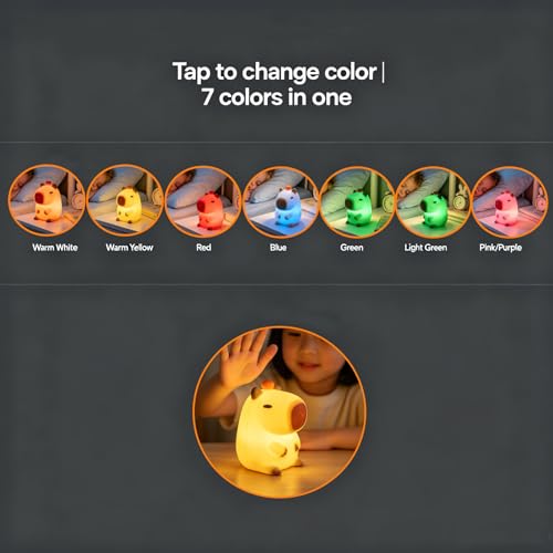 Lámpara de noche capibara silicona para niños recargable miniatura 2