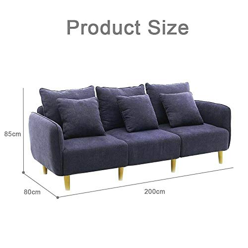 Sofá moderno de 3 plazas gris de lino con cojines confortables para sala de estar 3