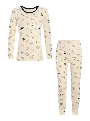 YEAHDOR Thermal Underwear for Kids Athletic Base Layer Pullover Undershirts with Long Johns Set for Boys Girls Panda 7-8 Years