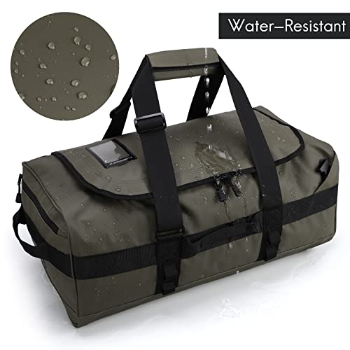 Haimont Water Resistant Backpack Duffle Heavy Duty Convertible Duffle Bag With Backpack Straps For Gym, Sports, Travel, Army Green, 60L #TOP3