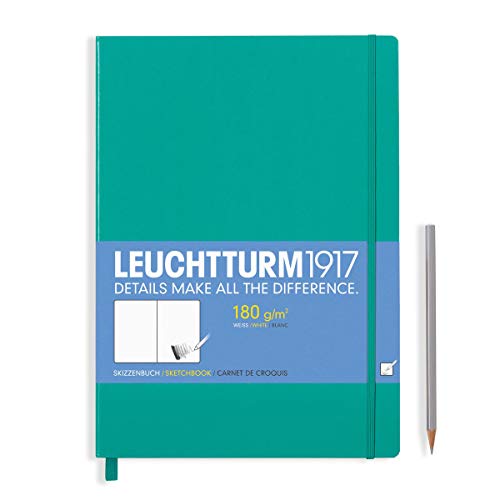 LEUCHTTURM1917 345005 Sketchbook Master (A4+) mit reinWhiteem, Extra starkem 180 g/m² Papier, 96 Seiten, Emerald