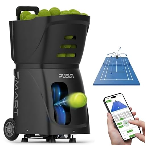 PUSUN PT-Smart Tennis Ball Machine: App Control,12 Drills,6-Level Spin,28-Pt,14 Padel Modes,75 MPH,32.6 lbs,100+ Ball, 5H Battery, Portable, for Fitness,Coaches,Solo Practice,Pros,School (Black)