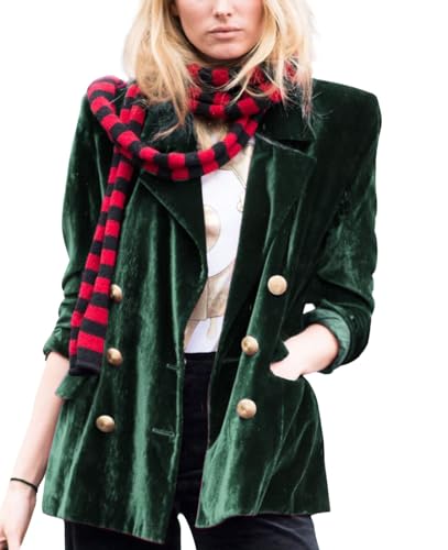CHARTOU Women Velvet Blazer Jacket Trendy Button Down Long Jacket