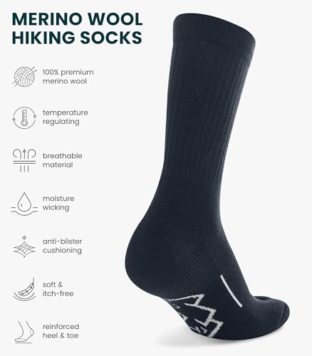 Image of Merino Wool Socks for Men and Women Hiking Merino Wool Boot Socks Thermal Warm Crew Style Work