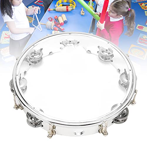 Tambourine for Adults 10 Inch Hand Held Tambourine with Double Row Metal Jingles Musical Educational Drum Instrument for Party Games Transparent Color by Walfront - Image 5