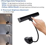 Rechargeable Music Stand Light, 19 LEDs Clip On Reading Light - 3 Level Brightness Settings, Color Temperature Optional (Warm/Cool White/Natural Light Color), Perfect for Piano, Reading,Working