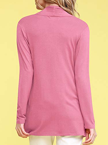 Image of Lock and Love Women's Draped Front Open Asymmetrical Cardigan - Casual Long Sleeve Lightweight Duster